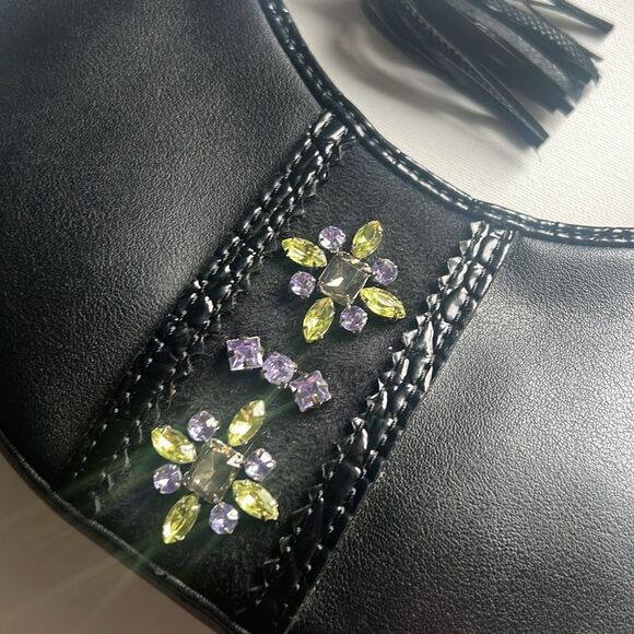 Liz Claiborne Y2K style mini shoulder purse green and purple gems - Picture 2 of 8